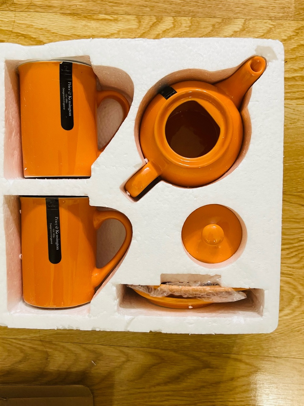 Vintage Price& Kensing Bright Orange Ceramic Teapot and Mug Gift Set new